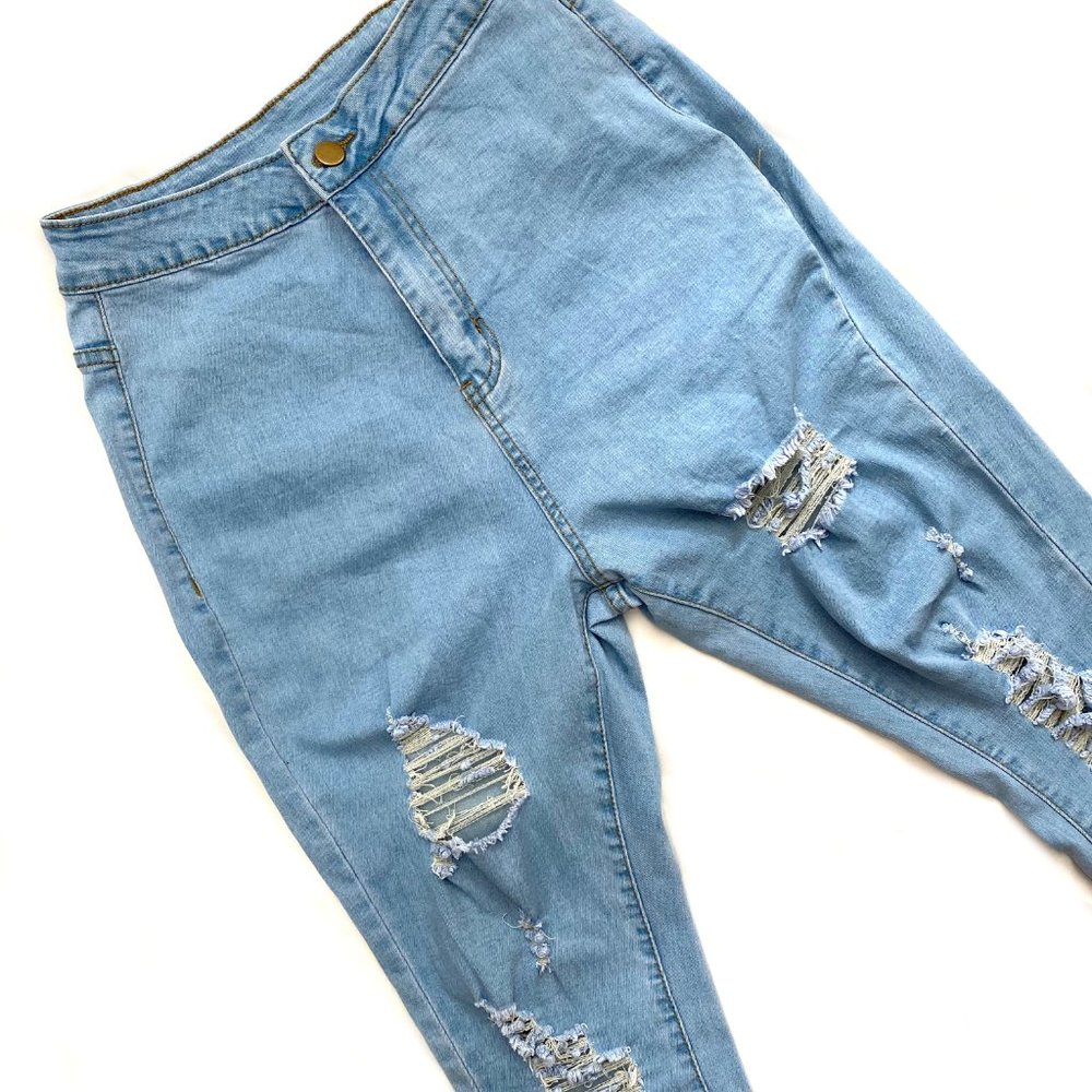 SHEIN Distressed High-Rise Skinny Jeans - Picture 4 of 7